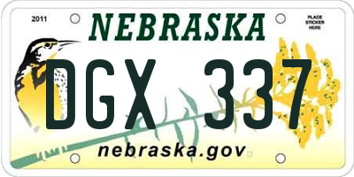 NE license plate DGX337