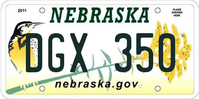 NE license plate DGX350
