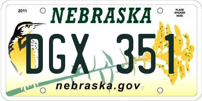 NE license plate DGX351