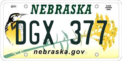 NE license plate DGX377