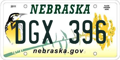 NE license plate DGX396