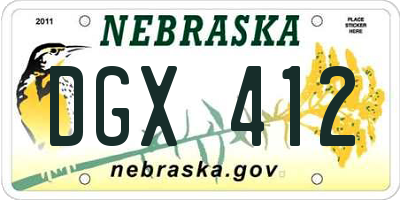 NE license plate DGX412