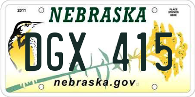 NE license plate DGX415