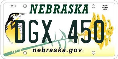 NE license plate DGX450
