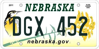 NE license plate DGX452