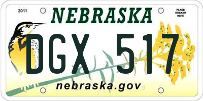 NE license plate DGX517
