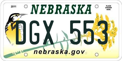 NE license plate DGX553
