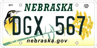 NE license plate DGX567