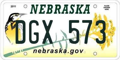NE license plate DGX573