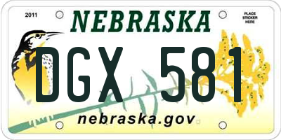 NE license plate DGX581