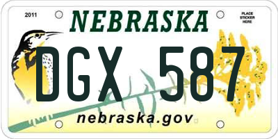 NE license plate DGX587