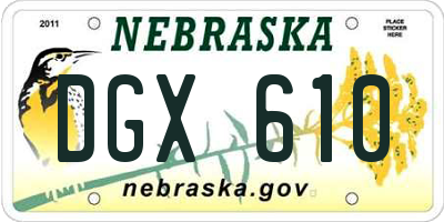 NE license plate DGX610