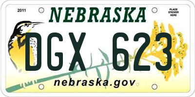 NE license plate DGX623