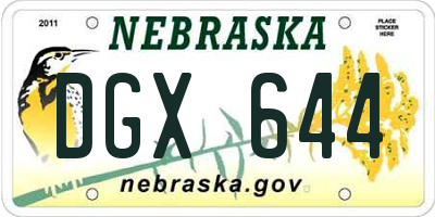 NE license plate DGX644