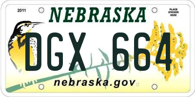 NE license plate DGX664