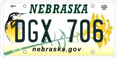 NE license plate DGX706