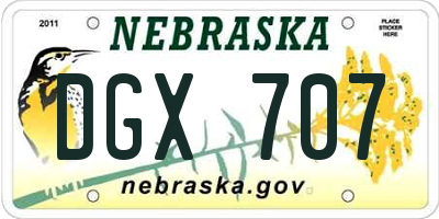 NE license plate DGX707