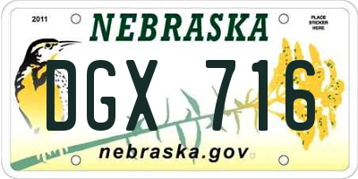 NE license plate DGX716