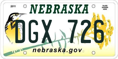 NE license plate DGX726