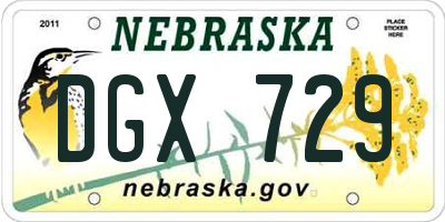 NE license plate DGX729