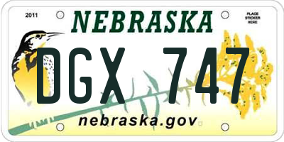 NE license plate DGX747