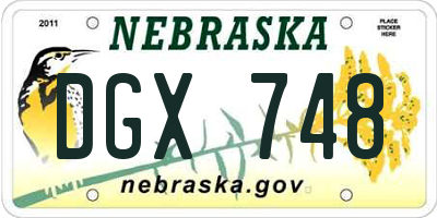 NE license plate DGX748