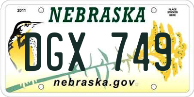 NE license plate DGX749