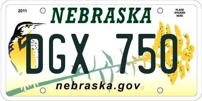 NE license plate DGX750