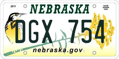 NE license plate DGX754