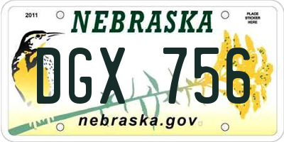NE license plate DGX756