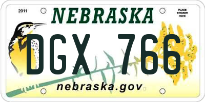 NE license plate DGX766