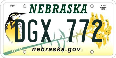 NE license plate DGX772