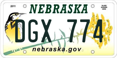 NE license plate DGX774