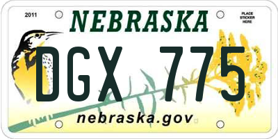 NE license plate DGX775