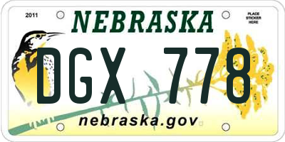 NE license plate DGX778