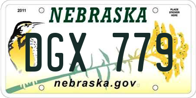 NE license plate DGX779