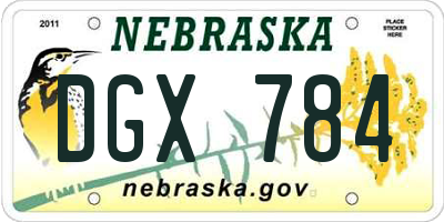 NE license plate DGX784
