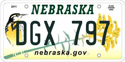 NE license plate DGX797