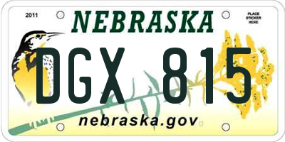 NE license plate DGX815