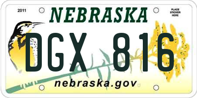 NE license plate DGX816