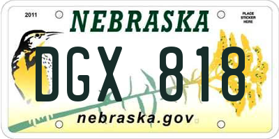 NE license plate DGX818