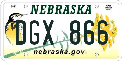 NE license plate DGX866
