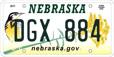 NE license plate DGX884