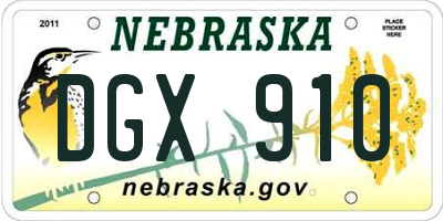 NE license plate DGX910