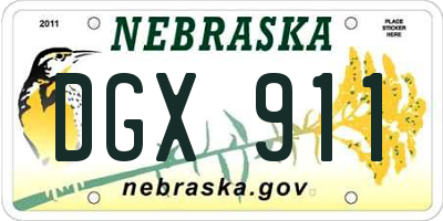 NE license plate DGX911