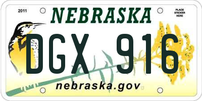 NE license plate DGX916