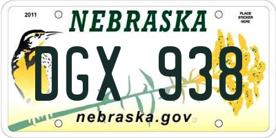 NE license plate DGX938