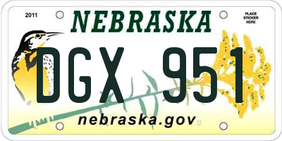 NE license plate DGX951