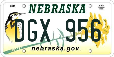 NE license plate DGX956