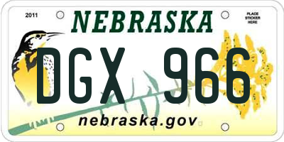 NE license plate DGX966